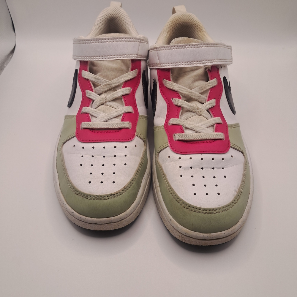 Nike Kids' White, Pink, and Green Sneakers - Picture 3 of 4
